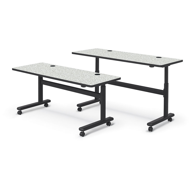 MooreCo Sit Stand Flipper Height Adjustable Training Table with Wheels